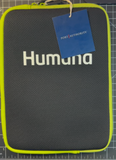 Lime green Port Authority branded tablet sleeve with the Humana logo in white.