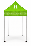 Humana 5x5 ft pop-up canopy shown with extended legs on white background