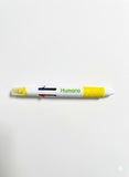 White and yellow Humana four-color pen with integrated highlighter
