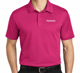 Port Authority polo rosa para hombre con logo Humana blanco en pecho izquierdo