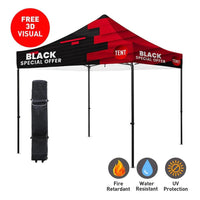 Premium Aluminum (Black)10' Tent Kit (Dye-Sublimation) 17" Valance