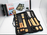 Complete 11-piece BBQ set with branded tools